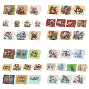10PCS DIT Special Shape Diamond Art Painting Greeting Cards Gift for Christmas New Year Holiday Gift