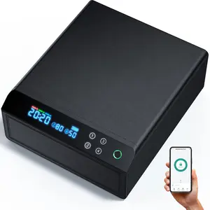 ZKT Leather Fingerprint Safe - Elegant Stylish Jewelry and Valuables Safe Box, Access Control by Phone Apps via Bluetooth, Right Next to Your Bed