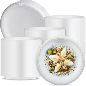 YANGRUI Reusable Plastic Plates, 9 Inch 150 Pack Food Grade Material BPA Free White Dinner Plates Disposable Hand