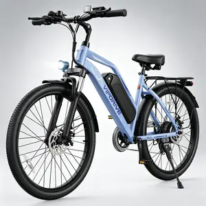 【VIPDRIVE】All-Terrain 750W Peak Motor Electric Bicycle – 22 mph, 40–60 mile range, 48V 7.8Ah removable battery, 24/26-inch all-terrain tires, suitable for city riding, LED adaptive headlights, red taillight, safe and reliable