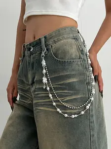Vintage Simple Faux Pearl Multi-Layer Tassel Waist Chain, Women's Street Style Hip Hop Punk Pants Chain, All Season Fashion Accessory