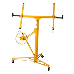 SAVEYOUR 16FT Yellow Drywall Lift, Rolling Drywall Panel Hoist Jack Lifter, Heavy Duty Adjustable Sheetrock Lifter for Construction Use