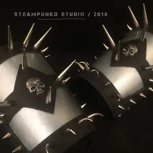 Arm Guards | Handmade | Skulls Large Spikes Leather Steel