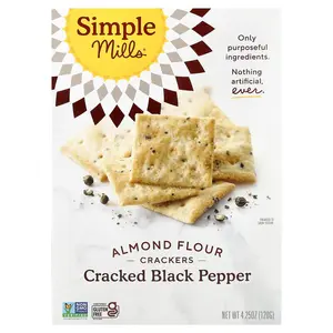 Simple Mills Almond Flour Crackers, Cracked Black Pepper, 4.25 oz (120 g)