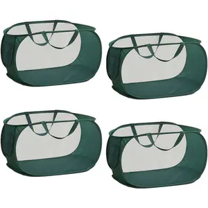 4 Piece Mesh Laundry Basket Handles Collapsible Laundry Baskets Folding Clothes Pastic Hamper for Laundry Room College Dorm (Green)