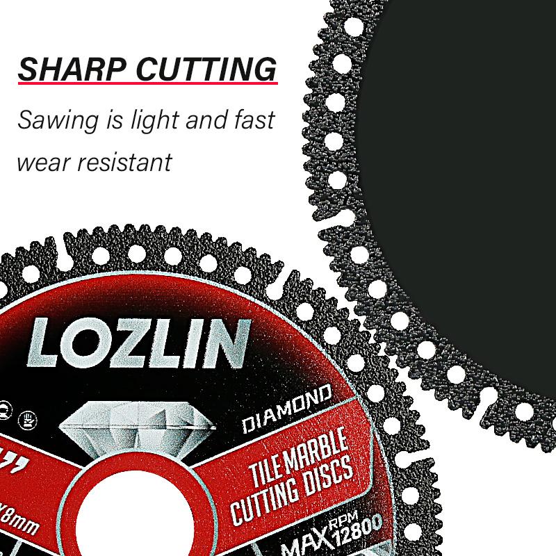LOZLIN 4.5-Inch Multi-Material Diamond Cutting Discs for Angle Grinder, Ultra-Thin Dry Blades for Wood, Tile, Ceramic, Marble, Granite, Stone & Metal LOZLIN 4.5-Inch Multi-Material Diamond Cutting Discs for Angle Grinder, Ultra-Thin Dry Blades for Wood, Tile, Ceramic, Marble, Granite, Stone & Metal