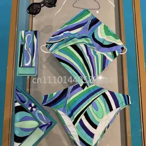 Classic Design Women's Pucci  Scarf Swimsuit with Letter Signature Logo Designer Brand Lady Headband Swimsuit Swimwear one piece monokini Fashion Design Women's Headband Swimsuits Beachwear Classic Brand Lady Scarf Bikini Sets Swimwear with Letter Signatu