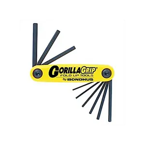 Bondhus 12589 GorillaGrip Set of 9 5/64 - 1/4" Hex Fold-up Tool