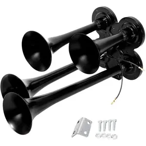 Quad Trumpet Train Air Horn Car Air Siren 12V/24V 150DB Powerful Loud Vehicle Modified Air Horns for Police Car Vehicle Truck Motorcycle Lorry