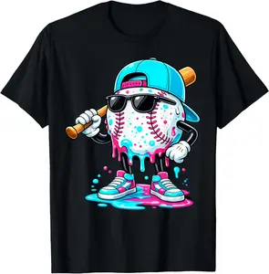 Drip Baseball Lifestyle Mascot Shirt Funny Boys Tee T-Shirt - Crewneck Cotton Fabric Men Woman Young Boys Girl Kid T-shirt
