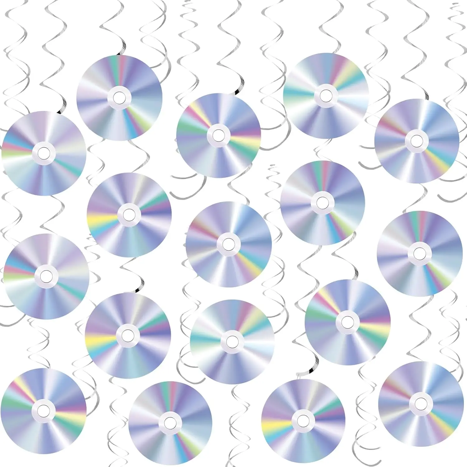 60 pcs 90s Disco Party Decorations Y2K 2000sTheme Party Hanging Swirls CD Cutout Wall Decor Sign with Hanging Swirls Ceiling for 50s 70s 80s Music Party Birthday Party Favors Supplies