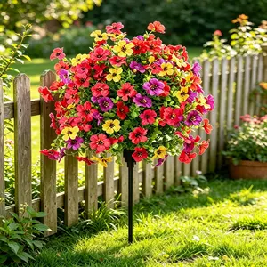 Multicolored Artificial Violet Flowers with Ground Stakes, Waterproof Faux Floral Ornaments, Versatile Home & Outdoor Decor for Weddings, Garden Landscaping & Floral Arrangements