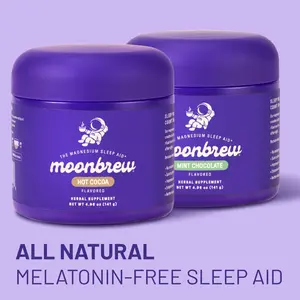 MoonBrew Sleepy Hot Cocoa & Mint Chocolate DOUBLE PACK – Melatonin-Free Magnesium Sleep Drink – Sugar-Free Calm Mix