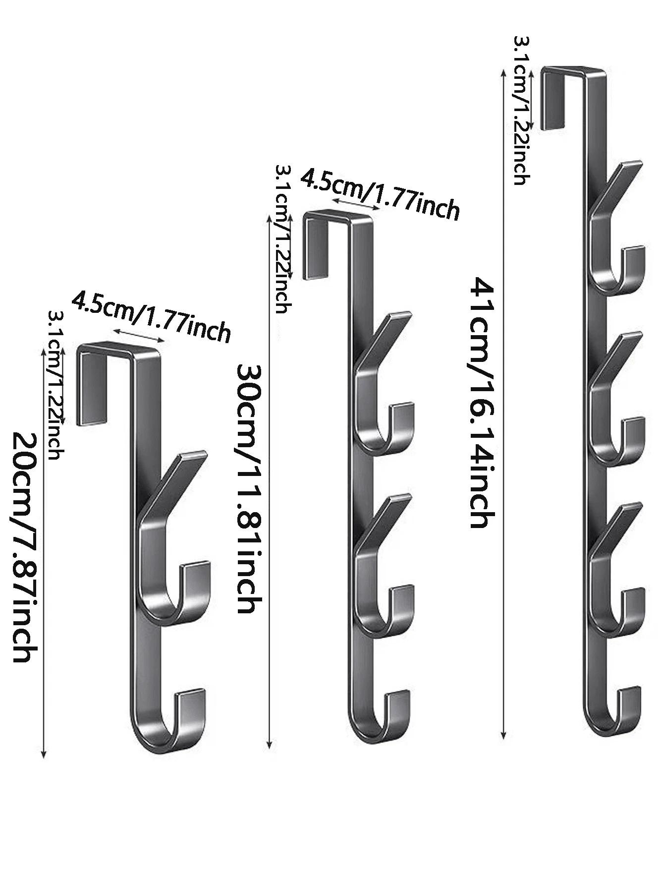 1pc/2pcs Carbon Steel Over-The-Door Hook - Heavy Duty Metal Multipurpose Towel Rack| Space-Saving Vertical Design Storage Hanging Hook Rack| Bathroom Over-The-Door Towel Hanger, Titanium Color, No Drilling Required, Suitable For Bedroom