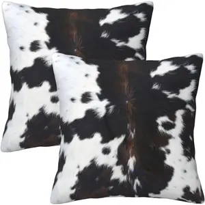 Cow Throw Pillow Covers Soft Square Cushion Highland Cattle Pillowcase Set of 2 for Sofa Couch  Decor 18 X 18 in