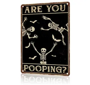 Halloween Skull Retro Vintage Metal Sign Wall Decor for Home Bathroom Restroom Washroom Toilet 8x12 inch