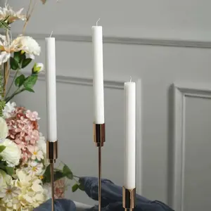 5-Pack Taper Candles 9" Ribbed Wick Ribbon Wax Design White - Premium Unscented Dinner Candles