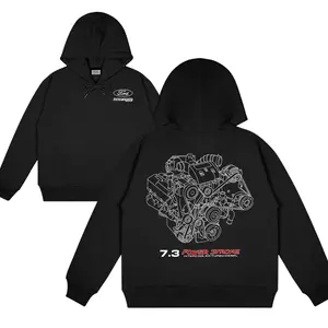 7.3 Power Stroke Blueprint Hoodie Ford Trucks Cotton Long Sleeve Streetwear