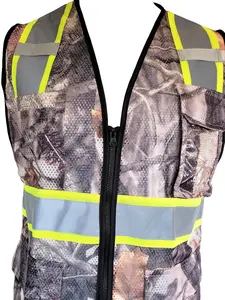 High Visibility Camoflauge Safety Vest with Mulitple pockets and ID holder