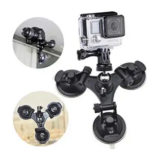 Triple Suction Camera Car Mount for Insta360 X4/ X3/X2/GO 3/ONE/RS, GoPro 11,10,9,8,7