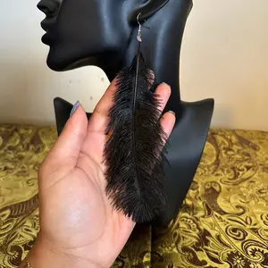 Soft Delicate Black Feather Earrings