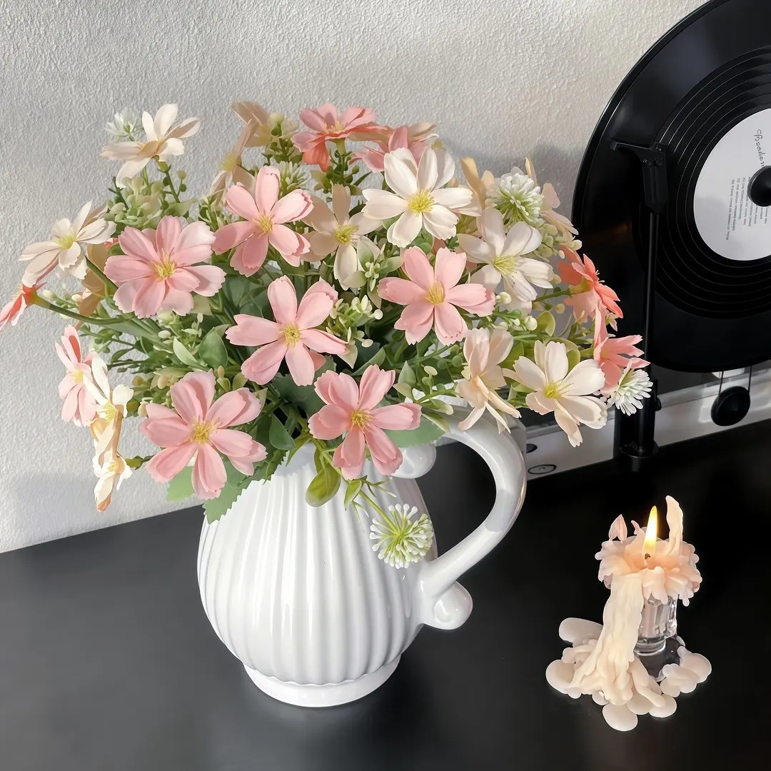 4 bouquets of 20 artificial daisies, realistic encrypted artificial flowers, general decorative artificial flowers for indoor and outdoor use