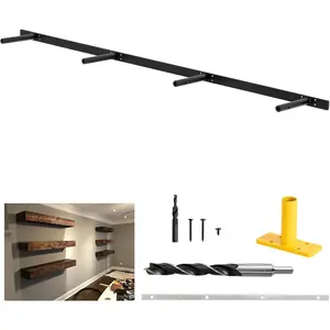 Heavy Duty Floating Shelf Bracket 53 inch, Hidden Shelf Bracket for Mantel and Shelving, Max Load 200 lbs if Mounted on Studs, Invisible Bracket for Floating Shelves (with Ease Build Kit)