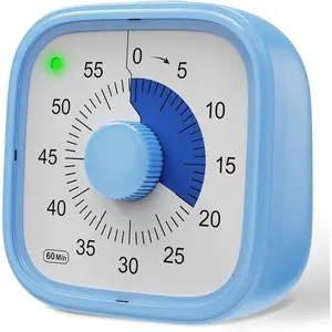 Visual Timer, Pomodoro Timers for  Adults, 60-Minute Countdown Desk Timer for Productivity, Silent  Timer for  , Kitchen for Cooking (Blue)