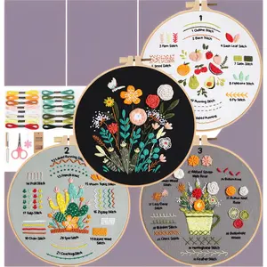 Learn Embroidery for Beginners: 4-Pack Starter Kit with 31 Stitches| DIY Hand Craft Needlework Practice Kit| Perfect Creative Gift for Women & Adults