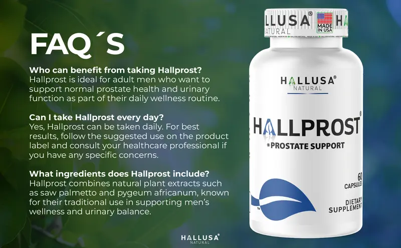 Product Introduction of HALLUSA NATURAL Hallprost Prostate Dietary Supplements 60 Capsules with Saw Palmetto Pygeum Africanum Pumpkin Seed Zinc Vitamin E for Nocturia Relief & Men's Health - Fitness 14