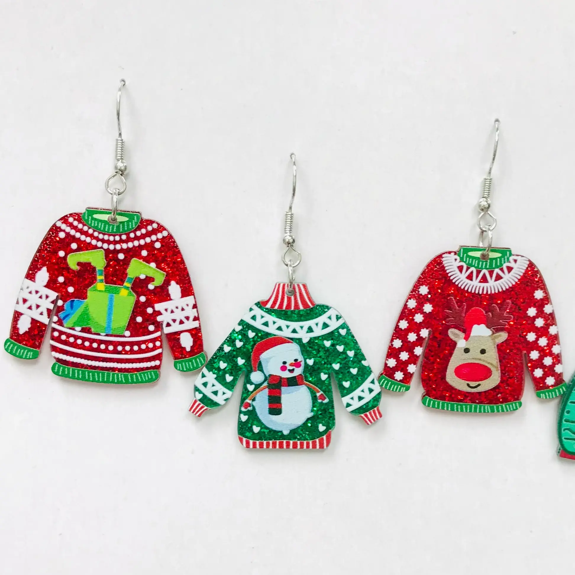 Christmas Sweater Earrings Unisex Acrylic Festive Holiday Jewelry for Women and Men