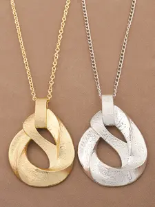 1pc Trendy Matte Gold Minimalist Geometric Pendant Necklace, Boho Hammered Huge Pendant Long Chain Statement Necklace For Women's Daily Wear