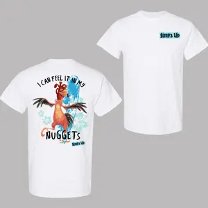 Surf's Up Chicken Joe T-Shirt, I Can Feel It in My Nuggets Chicken Joe 2 Sided, Graphic Tee, Casual T-shirt, Surf's Up Tee Cotton Printed, Unisex Cotton Tee