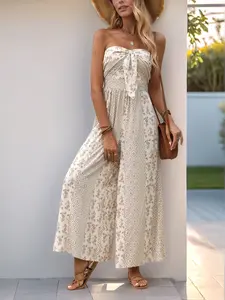 High Waist Belted Wide Leg Pants, Ethnic Bohemian Style All over Print, Slim-Fitting Casual Trousers, Women's Fashion Clothing, Womenswear