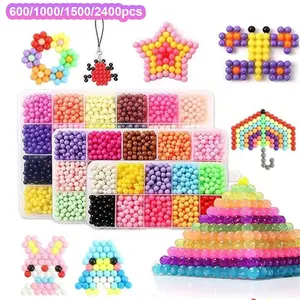 Handmade Magic Water Fusion Beads, Bead Set, DIY Mix Galaxy Beads for DIY Crafts, Creative Sensory Toy Accessories in 600/1000/1500/2400 Sizes, Perfect for Arts and Crafts Projects
