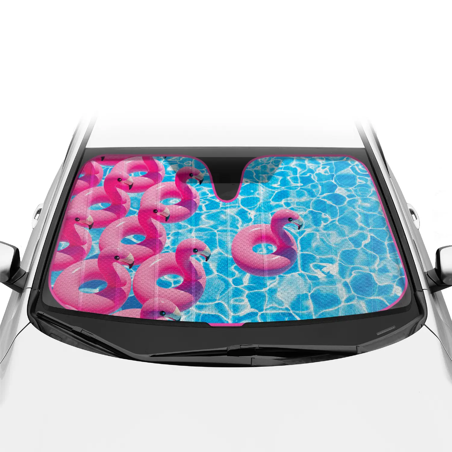 Pink Flamingo Sunshade for Front Windshields - Accordion Auto Shade Universal Fit for Cars, 57x27 Inches