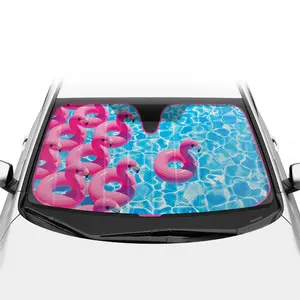 Pink Flamingo Sunshade for Front Windshields - Accordion Auto Shade Universal Fit for Cars, 57x27 Inches