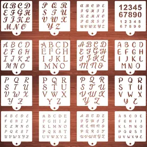 Alphabet Letter Stencils 16 Pack Reusable Letter and Number Stencils for Cookies Baking Cake Decorating Wood Crafts Painting Airbrush