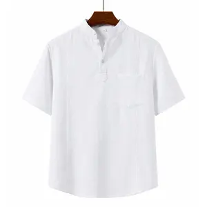 Grandclad Men's Chinese-Style Stand-Collar Polo Shirt Tang Suit Tai Chi Uniform Hanfu Kung Fu Attire