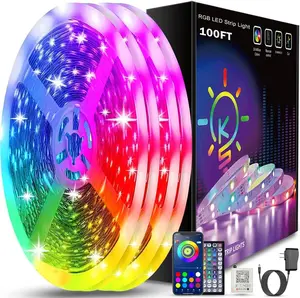 100ft Led Strip Lights Bluetooth Smart App Control Music Sync Color Changing RGB Led Light Strip with Remote,Led Lights for Bedroom Room Home Decor Party Festival