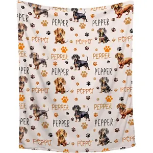 Custom Pet Name Blanket Personalized Dog Blanket Customized Puppy Throw Blanket,Ultra Soft Dachshunds Dog Throw Cover Personalized Gifts for Pet Lover,30"x40"-Toddlers/Pets Size