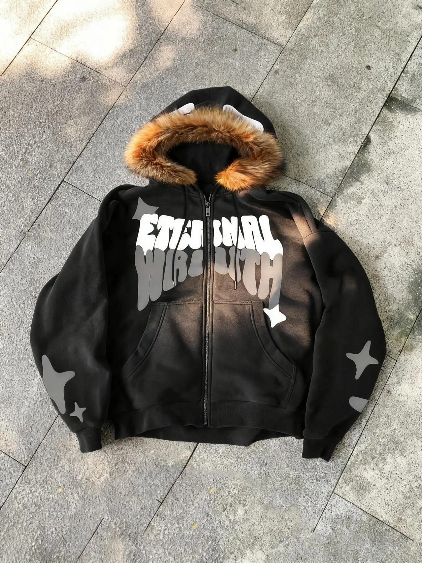 トップス CactusJack /FragmentHoodiesizeXLtravis Cactus Jack Fragment Skeleton Zip Hoodie Rare Travis Scott Black