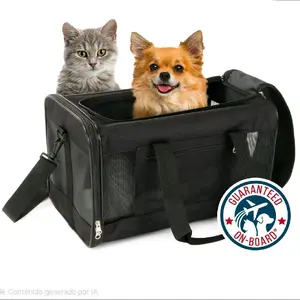 TrustyPup Easy Explorer Pet Carrier Medium Black On-Board Airplane Travel Fits Pets up to 16 lbs Breathable Mesh Design Comfortable Travel Crate with Padded Base and Adjustable Shoulder Strap for Safety