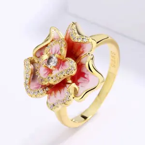 Rose Ring Special Event Gold Filled with Floral Design and Sparkling Details