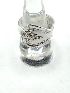 Inspiration-Magnolia 1951 Silver Plate Spoon Ring Art Deco Floral Pattern Custom Made to Order Vintage Antiqued Silverware Overlap Style Resizeable