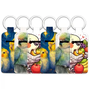 6 pcs parrot Pattern Lipstick Storage Bag Set for Women - Portable Outdoor Lipstick Pendant Keychain Accessory - Portable, Elastic, and Compact Design, Suitable for Both Men and Women - Perfect for Home and Travel
