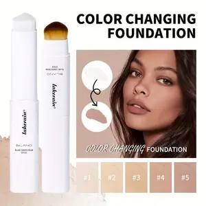 Blanc Color-Changing Foundation Stick - Medium to Full Coverage Matte Finish, Dual-Ended Brush & Stick Design, Smooth Texture, Glides On Easily, for All Light, Foundation Makeup, Sleek Tube Design，Suitable for all skin types