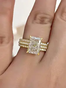 3 Piece Fashion Simple Square Rhinestone Decor Ring Set, Statement Multi Ring, Elegant Casual Jewelry for Women, Trendy Jewellery Accessories, Trendy Engagement Ring Ideal for Birthdays and Parties, Bridal Ring Sets