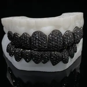 Custom 925 Silver VVS Diamond Grillz Hip Hop Teeth Grillz With Moissanite