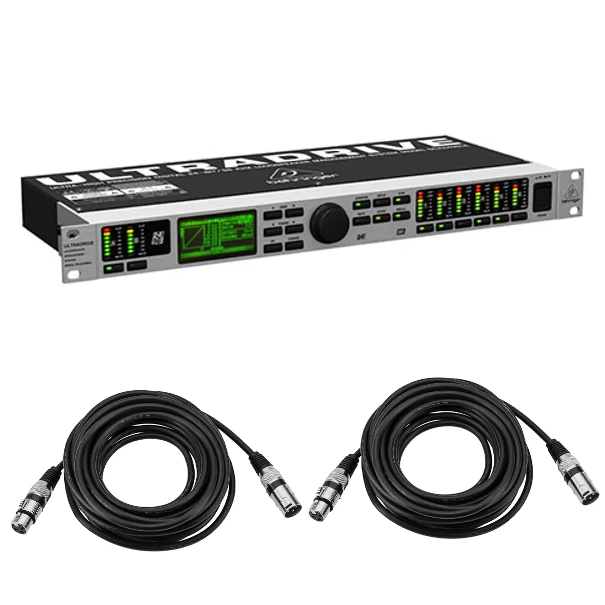 Behringer Ultradrive DCX2496LE 24-Bit/96 kHz Digital Loudspeaker Management System - With 2 Pack 15' 8mm XLR Microphone Cable